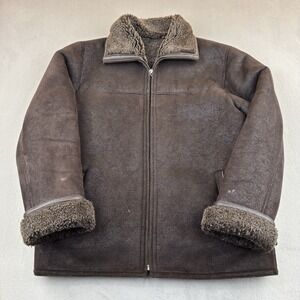 Excelled Jacket Mens L Brown Shearling B3 Aviator Flight Coat Bomber Collared